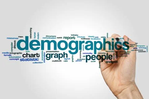 Demographics word cloud Stock Photos