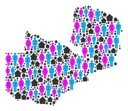 Demographics Zambia Map Stock Illustration
