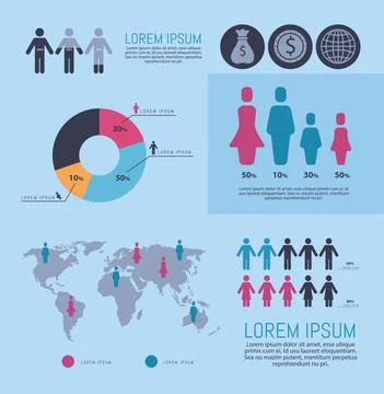 Demography chart symbol collection Stock Illustration