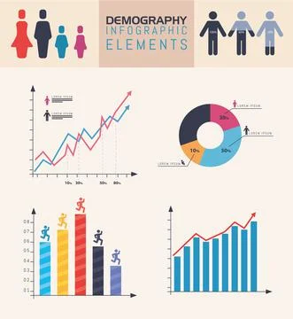 Demography chart symbol set Stock Illustration