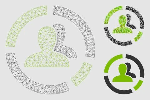 Demography Diagram Vector Mesh Network Model and Triangle Mosaic Icon Stock Illustration