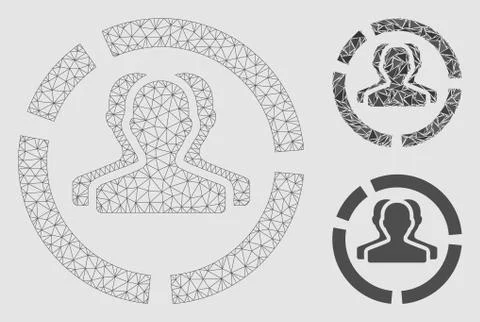 Demography Diagram Vector Mesh Network Model and Triangle Mosaic Icon Stock Illustration