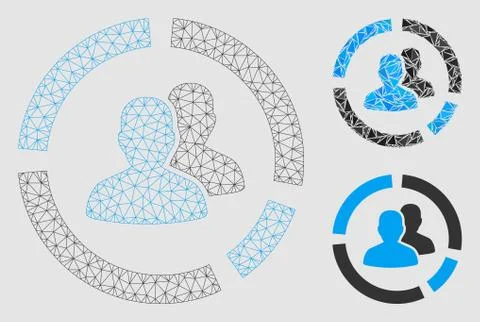 Demography Diagram Vector Mesh Network Model and Triangle Mosaic Icon Stock Illustration