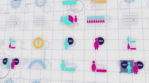 Demography research chart graph dark background animation Stock Footage 321853815