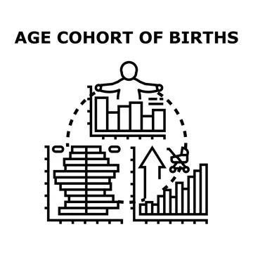 Demography science analyzing birth rate and population structure Stock Illustration