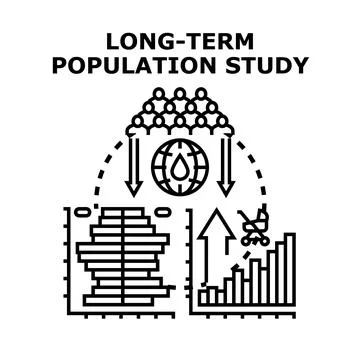 Demography science studying long term population changes Stock Illustration