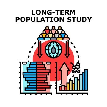 Demography science studying long term population changes Stock Illustration