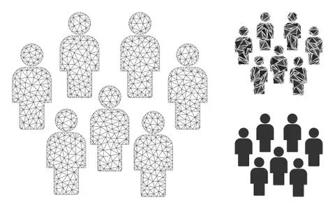Demography Vector Mesh Carcass Model and Triangle Mosaic Icon イラスト素材