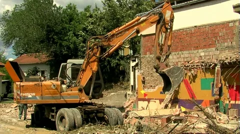 Demolation Wide Stock Footage 11408182