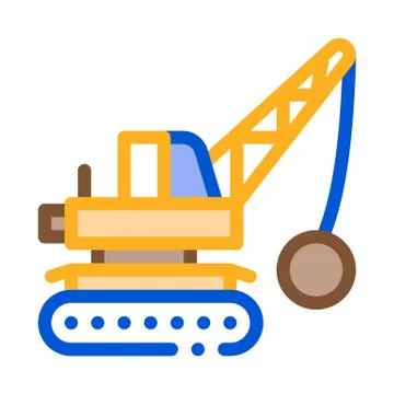 Demolish Machine Icon Vector Outline Illustration Ilustración de archivo