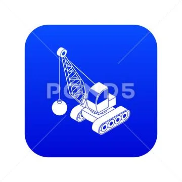 Demolish truck icon blue Stock Illustration