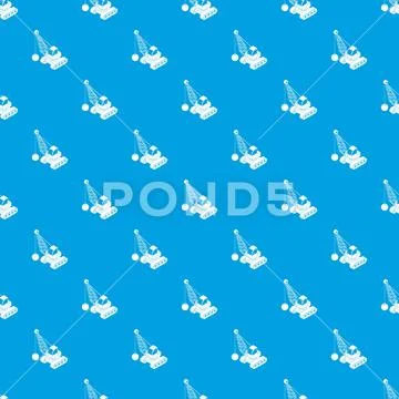 Demolish truck pattern vector seamless blue Stock Illustration