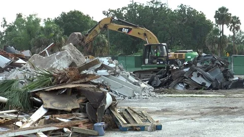 Demolished Building Rubble Stock Footage 75939388