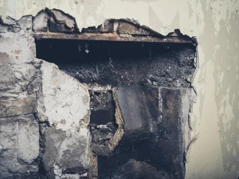 Demolished fireplace Foto stock