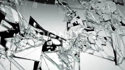 Demolished glass with sharp pieces Stock Illustration