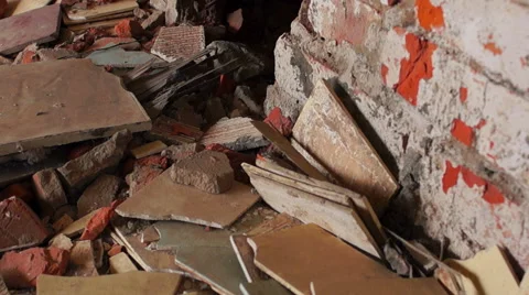 Demolished Red brick wall 库存影片 57324405