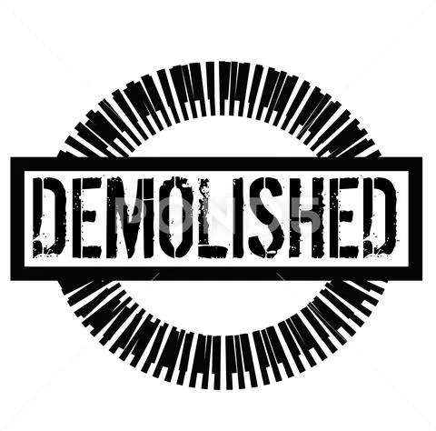 DEMOLISHED stamp on white Stock Illustration