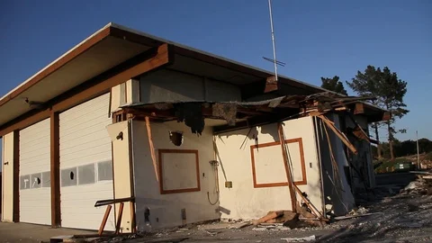 Demolishing a building Stock Footage 94694578