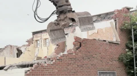 Demolishing old building Stock Footage 11258367