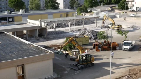 Demolition and clearing work for disposal Stock-Footage 195535430
