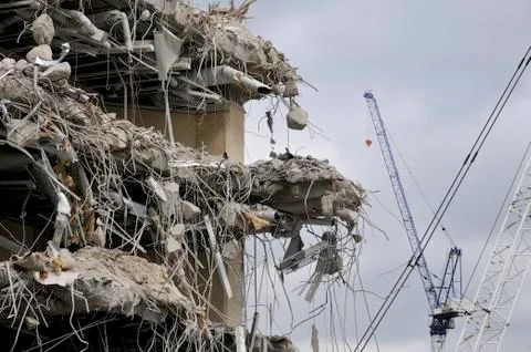 Demolition and cranes Stock Photos