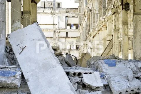 Demolition and dismantling of the remnants of the large industrial enterprise Stock Photos