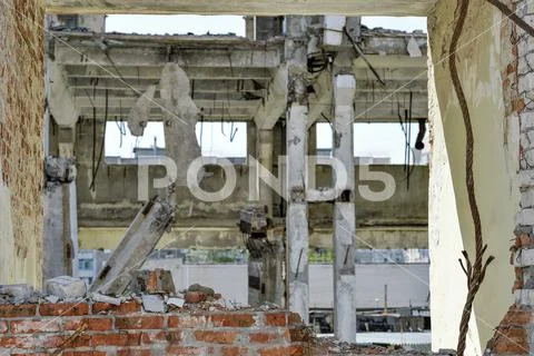 Demolition and dismantling of the remnants of the large industrial enterprise Stock Photos