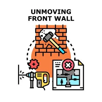 Demolition and renovation plan vector concept illustration Stock Illustration