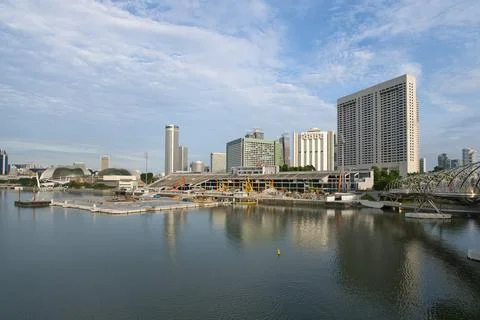 Demolition and tearing down of The Float at Marina Bay. Stock Photos
