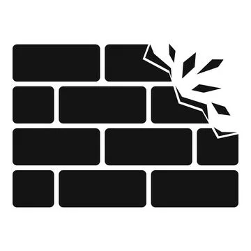 Demolition brick wall icon, simple style Stock Illustration