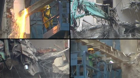 Demolition of a building Stock Footage 90233432