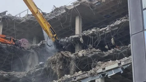 Demolition of building Stock Footage 329945098