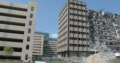Demolition of Building - Pan Stock Footage 93673990