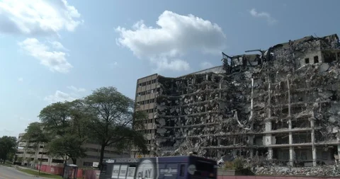 Demolition Of Building - Pan Stock Footage 93679158