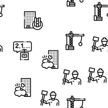 Demolition Building Seamless Pattern Vector Illustrazione stock