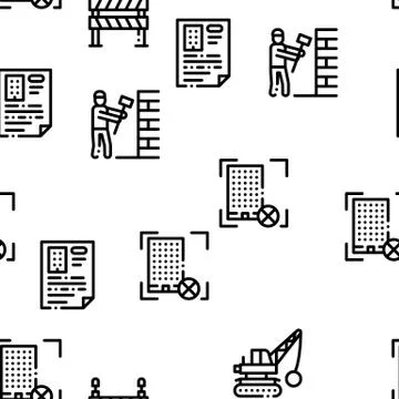 Demolition Building Seamless Pattern Vector 스톡 일러스트