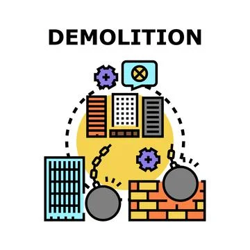 Demolition of building structures and construction sites Stock Illustration