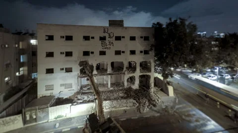 Demolition building time lapse Stock Footage 50789950