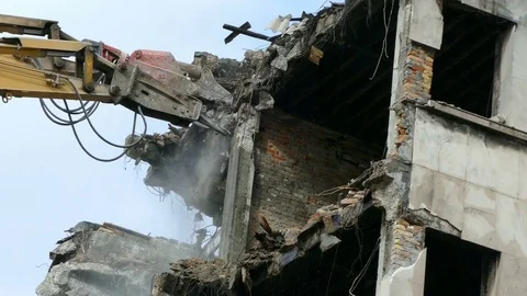 Demolition of Buildings Timelapse Stock Footage 70038894