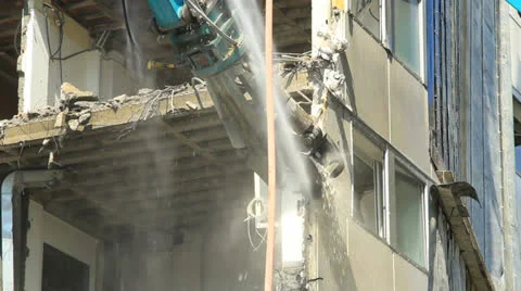 Demolition with construction crane outdoor Video stock 24787803