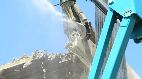 Demolition with construction crane outdoor Видео 24788043