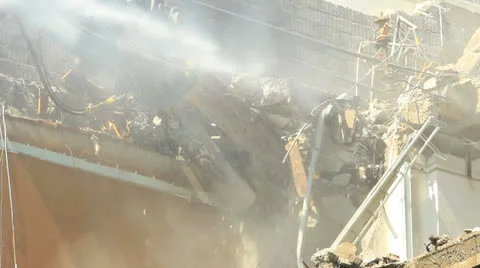 Demolition with construction crane outdoor Stock Footage 24788191