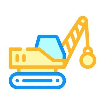 Demolition crane color icon vector isolated illustration Stock Illustration
