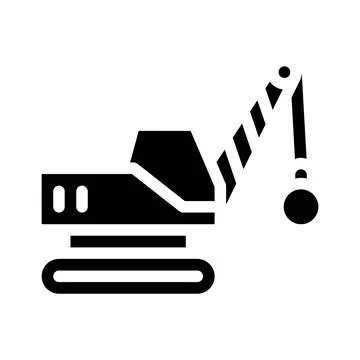 Demolition crane glyph icon vector isolated illustration Illustrazione stock
