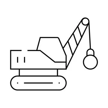 Demolition crane line icon vector isolated illustration Stock Illustration