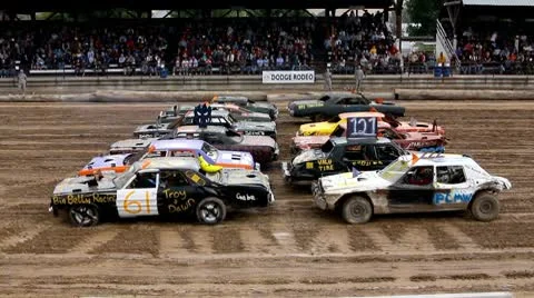 Demolition derby 27 start Stock Footage 9367675