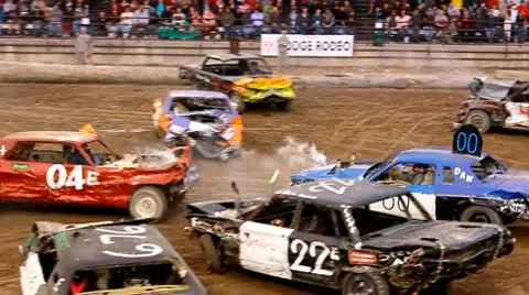 Demolition derby 8 slow Stock Footage 9441218