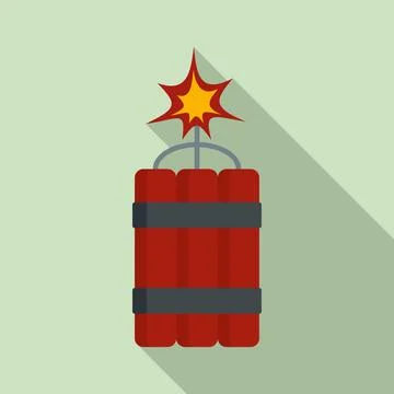 Demolition dynamite icon, flat style Stock Illustration