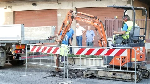 Demolition hammer machine at work Stock Footage 76289653