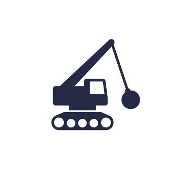 Demolition machine icon with a wrecking ball イラスト素材